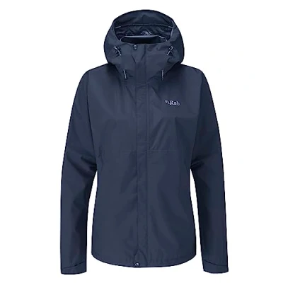 Image of Rab Women&#039;s Downpour Eco Waterproof Breathable Jacket for Hiking, Trekking, &amp; Climbing Deep Ink 08