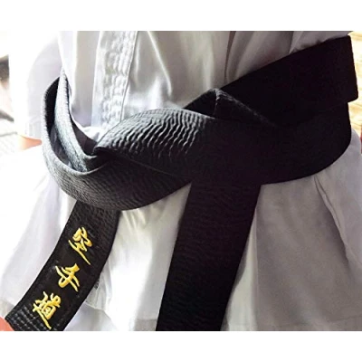 Image of Shihan 280cm Black Belt SATIN (MATSUMOTO) With Embroidery in Japanese For Men/Women Karate, Kickboxing, Shotokan, Shito Ryu, Goju All Styles Of Martial Arts Karate Master Kempo