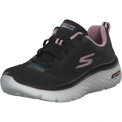 Image of Skechers Women&#039;s GO Walk Hyper Burst Road Running Shoe, Black Textile/Pink Trim, 5 UK