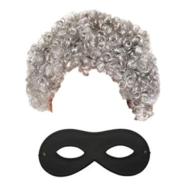 Image of Stylex Gangster Granny Gangsta Wig Eye Mask World Book Day Week Fancy Dress Costume Grey