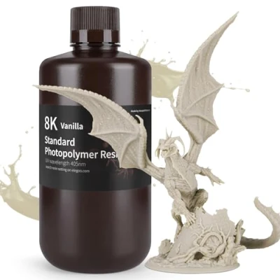 Image of ELEGOO 8K 3D Printer Resin, Standard Photopolymer Resin 405nm UV Curing Best for 8K/9K/12K Vanilla 1000g