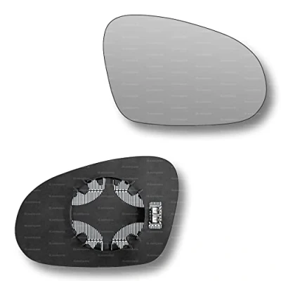 Image of Less4spares Replacement Wing Mirror Glass Right Compatible with VW Jetta 2005 2011 CLIP ON Driver Off side Heated Convex