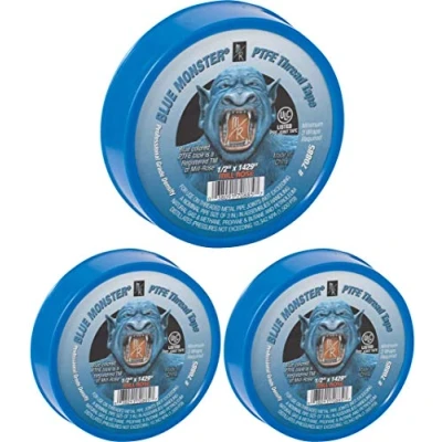 Image of AONELAS Millrose Blue 70885 Monster PTFE Pipe Thread Sealant Tape, 1/2 Inch x 1429 Inches, 3 Count