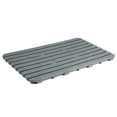 Image of TATAY Rectangular shower floor in resistant plastic, wood effect finish, with anti UV, slip protection, rubber studs at the base.