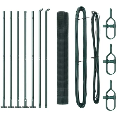 Image of vidaXL Fence Post Set of 2 Green Metal 10 x 1 m Durable