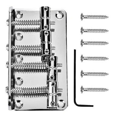 Image of 4 string Bass Guitar Bridge, Metal Bridge Electric Replacement Parts for Guitar(Silver) Accessories