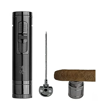 Image of PIPITA Torch Lighter with Holder &amp; Needle,Windproof Single Jet Butane gas Refillable Lighters Punch