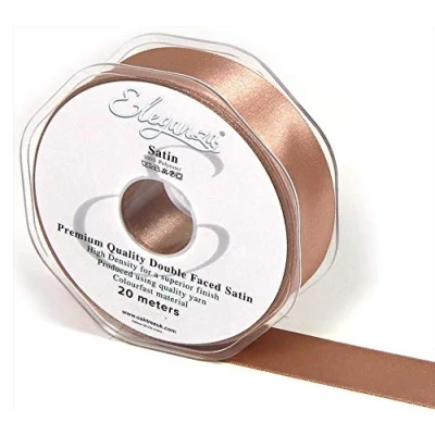 Image of Eleganza Double Faced Satin Ribbon 25mm x 20m Deep Rose Gold