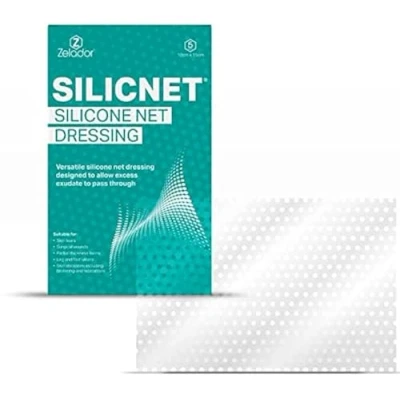 Image of Silicnet Silicone Net Dressing 10x7.5cm x 5 Non Adherent, Flexible, and Breathable for Delicate Skin Promotes Healing &amp; Reduces Pain Ideal Burns, Ulcers, Surgical Wounds