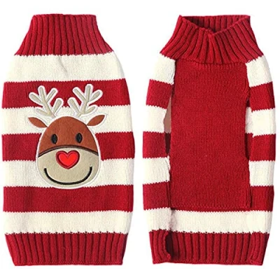 Image of ZEACCT Pet Dog Christmas Sweater, Reindeer Sweaters, ChristmasKnitted, Xmas Sweaters,Ugly Sweaters Jumper For Small Medium Large Dogs, Knitwear Winter WarmPuppy Cat Clothes Costume