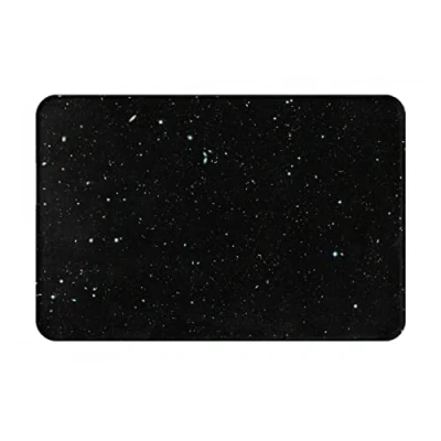 Image of Black Glitter Flannel Anti Slip Floor Mat, Rectangular Front Door Carpet, Indoor Carpet for Bathroom, Garage Door, Kitchen Decoration 16x24 Inches
