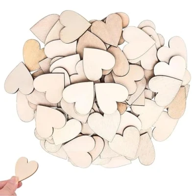 Image of JJiaoLinin Wooden Hearts,100 Pieces Hearts for Crafts Personalised Baubles Embellishments 3cm Unfinished Blank Wood Heart Shapes DIY Wedding Birthday Party Decoration