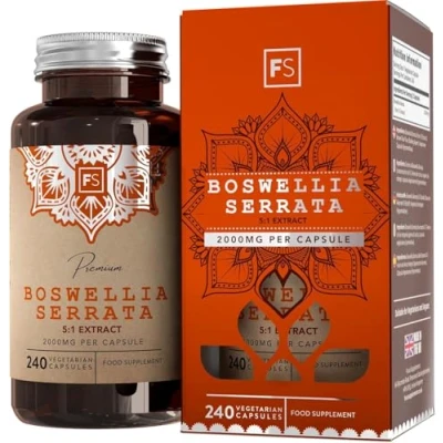 Image of FS Boswellia Serrata Capsules 240 High Strength 2000mg (5:1 Extract) per Serving Non GMO, Gluten &amp; Allergen Free Manufactured in The UK