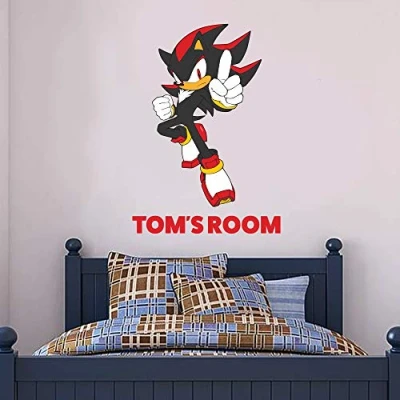 Image of Beautiful Game Sonic The Hedgehog Wall Sticker Shadow Personalised Name Vinyl Art Decal (90cm height x 65cm width)