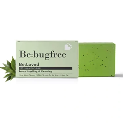 Image of Be:Gone Dog Shampoo Bar for Repelling Insects and Fleas, Tested on Humans, Natural Grooming Care with Exfoliating Cleansing Ingredients, Glossy Coats, Made in the UK Be:Loved (110g)