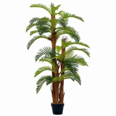 Image of Outsunny 150cm/5FT Artificial Tropical Palm Tree Decorative Plant with Nursery Pot, Fake for Indoor Outdoor Décor