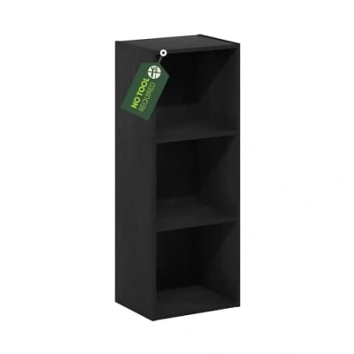 Image of Furinno Pasir 3 Tier No Tool Assembly Open Shelf Bookcase, Blackwood