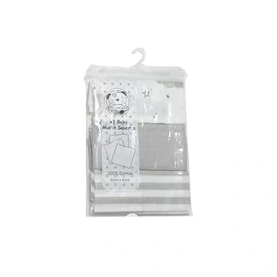 Image of Baby Newborn 100% Cotton 3 Pack Muslin Square Cloth 70x70cm (Grey)