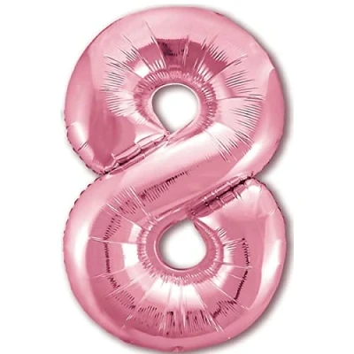 Image of Balloon 8th Birthday Number 8 Pink XXL Giant Foil 40 Decoration for Girl. Flies with Helium