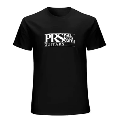 Image of Paul Reed Smith PRS Guitars Logo Men&#039;s T Shirt Custom Black Size L