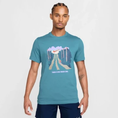 Image of Nike Performance TEE RUN Print Tshirt, Men&#039;s, Size: Small, Smokey blue
