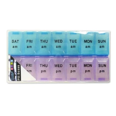 Image of 7 Day Pill Box with Clip Lids Handy Medicine Organiser &amp; Tablet Storage Dispenser