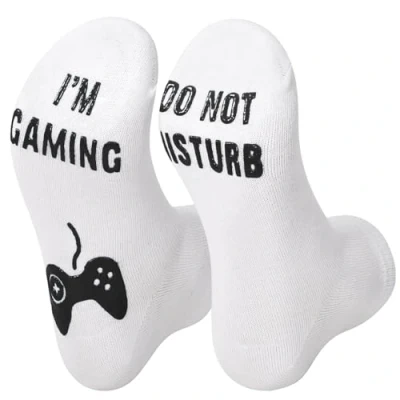 Image of Vinsani® &#039;Do Not Disturb, I&#039;m Gaming&#039; Funny Ankle Gamer Socks White with Black Text