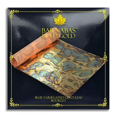 Image of BARNABAS BLATTGOLD: Professional Quality Variegated Gold Leaf Sheets, Color: Blue, 25 14 x cm Booklet