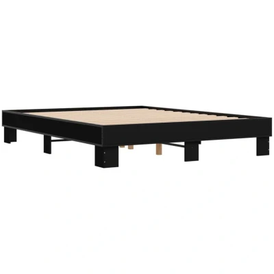 Image of vidaXL Bed Frame without Mattress Black 150x200 cm King Size