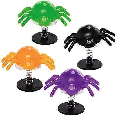 Image of Baker Ross AX373 Spider Jump Up Toys Pack of 8, Popping Toy For Kids Halloween Party Bag fillers and Trick or Treating Gifts