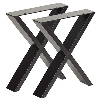 Image of Hartleys Industrial Cross Table Legs Black Colour 350 x 400mm