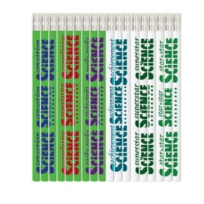 Image of 12 x Super Science HB Pencils with Erasers. Class Gift/Party Bag Filler