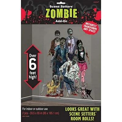 Image of Halloween Zombies Scene Setter Add Ons Plastic Decorations 1.65m X 85cm