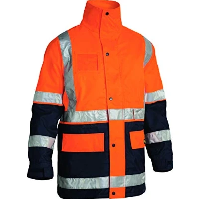 Image of Bisley Workwear UKBK6975_BT05 Rain Jacket Two Tone Hi Vis Long Sleeve 5 in 1 Orange/Navy, XL