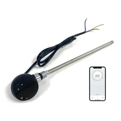 Image of Greened House 300w WiFi Electric Smart Heating Element for Towel Rails and Radiators with LED touchscreen Thermostat/Timer Energy Efficient (Black)