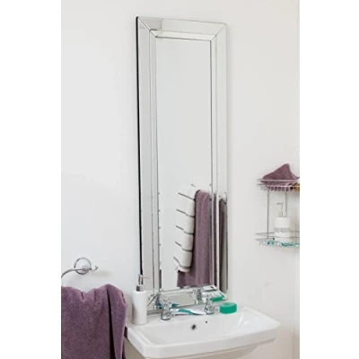 Image of Large Modern Venetian Glass Double Edged Wall Mirror 1Ft4 X 3Ft11 (40cm 120cm)