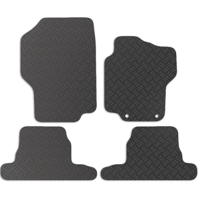 Image of Carsio Rubber Car Mats For Peugeot 1007 2004 to 2009 Tailored Fit Floor Mat Set Complete Accessory Black Custom Fitted All Weather &amp; Heavy Duty, Anti Slip Backing with Clips