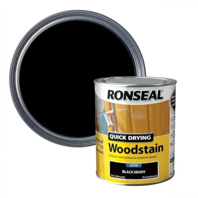 Image of Ronseal QDWSE750 750 ml Satin Finish Quick Dry Woodstain Ebony