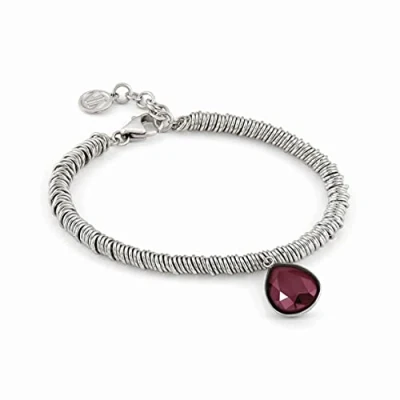 Image of Nomination Allure Bracelet for woman in Stainless Steel with small Bordeaux Crystal. Lenght 19 adjustable to 17 cm. Made Italy.