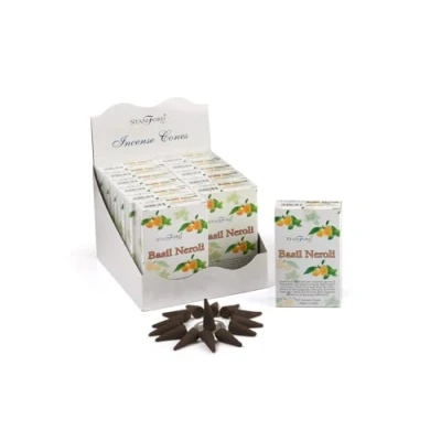 Image of Puckator Stamford Incense Cones Basil &amp; Neroli Scented Spiritual Cone Zen Meditation Gifts Organic Insence Insense Mythical Burner 15Pcs