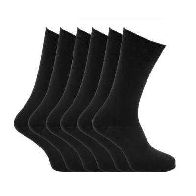Image of Mens plain 100% cotton socks (Pack of 6) (Mens 6 11) (Black)