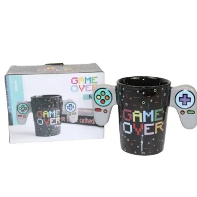 Image of B4E Game Over Ceramic Mug with Controller Handle, 295 ml, Black