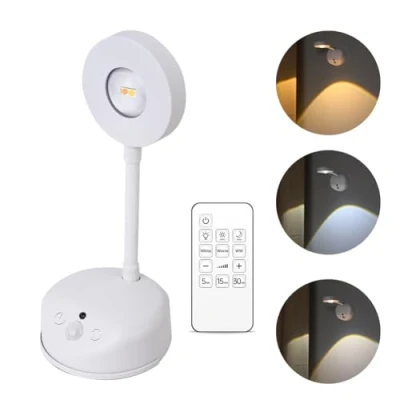 Image of Vicloon Wall Light, 1 Pcs Rechargeable Lamp with Touch Control, Spotlights 3 Lighting Modes and Color Temperature Modes, LED Light for Living Room Bedroom Staircase White