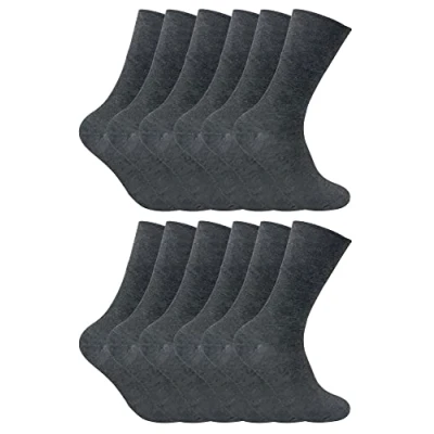 Image of 12 Pairs Mens Thermal Diabetic Socks Sock Snob Non Elastic Extra Wide for Poor Circulation (6 11, Grey)