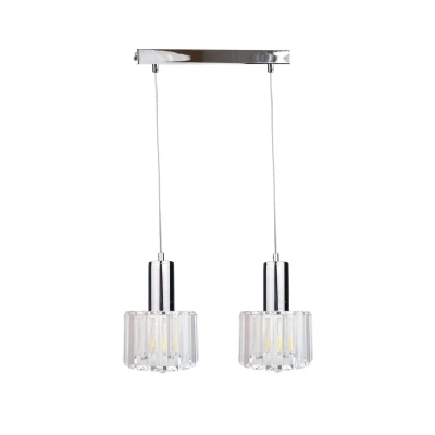 Image of Deco Bar Pendant Ceiling Light Silver, 50cm, 2x E27