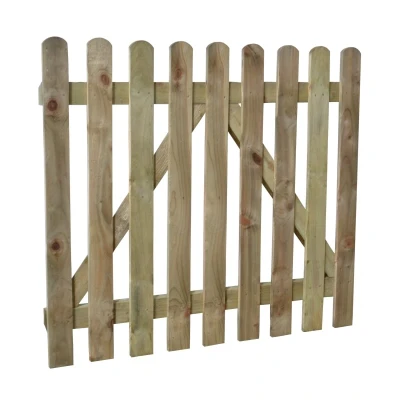 Image of Forest Heavy Duty 3&#039;3&quot; x 3&#039; Pressure Treated Wooden Picket Garden Gate (1m 0.9m)
