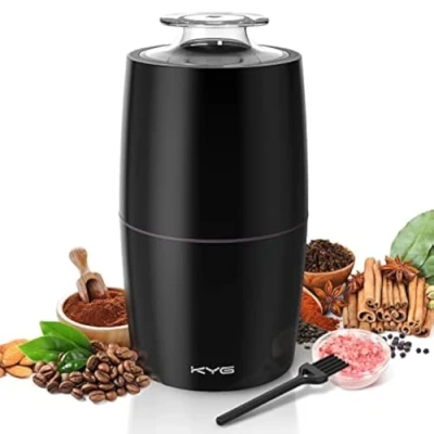 Image of KYG Electric Coffee Grinder 300 W Motor 70 g Capacity Grinders Safety Lock with 304 Stainless Steel Blades Bean Low Noise 45 dB for Beans,Spices, etc