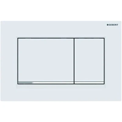 Image of Geberit Sigma 30 115883JT1 Actuator Plate for 2 Flushes with Front Actuation and Buttons Matte White Stripes Chrome