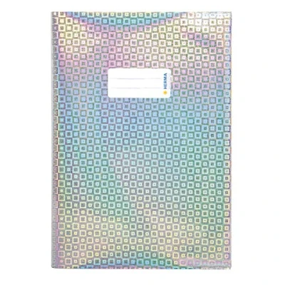 Image of HERMA 19473 Notebook Covers DIN A4 Glamour, Book with Labelling Label, Made of Durable and Wipe Clean Holographic Polypropylene Film, Set 10 Exercise Protectors for School Books Silver