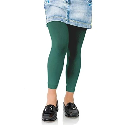 Image of Kids Fashion Girls Microfiber Semi Opaque Footless Tights 40 Denier (6 8 Years (122cm), Green)